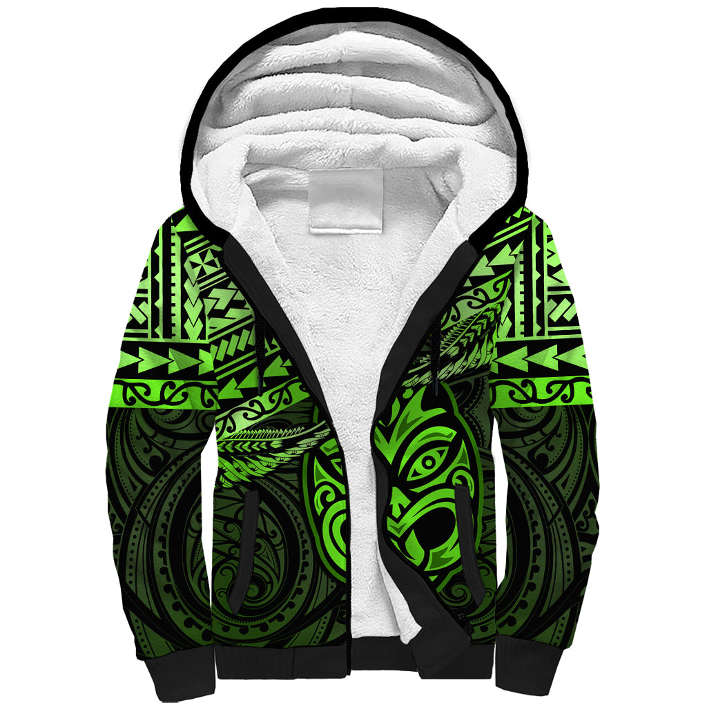 Matariki New Zealand Sherpa Hoodie Maori New Year Tiki Green Version LT14