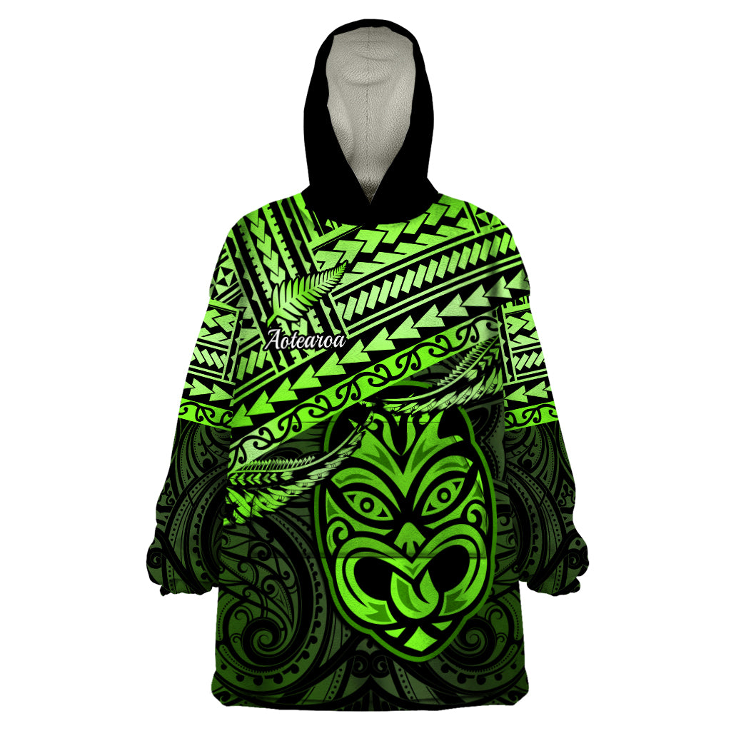 Matariki New Zealand Wearable Blanket Hoodie Maori New Year Tiki Green Version LT14