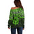 Personalised Matariki New Zealand Off Shoulder Sweater Maori New Year Tiki Green Version LT14