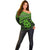 Personalised Matariki New Zealand Off Shoulder Sweater Maori New Year Tiki Green Version LT14