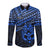 Matariki New Zealand Long Sleeve Button Shirt Maori New Year Tiki Blue Version LT14