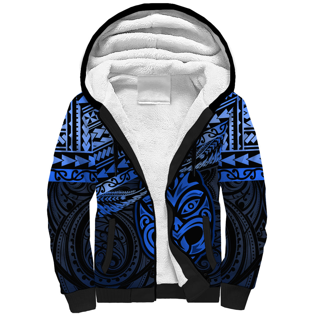 Matariki New Zealand Sherpa Hoodie Maori New Year Tiki Blue Version LT14