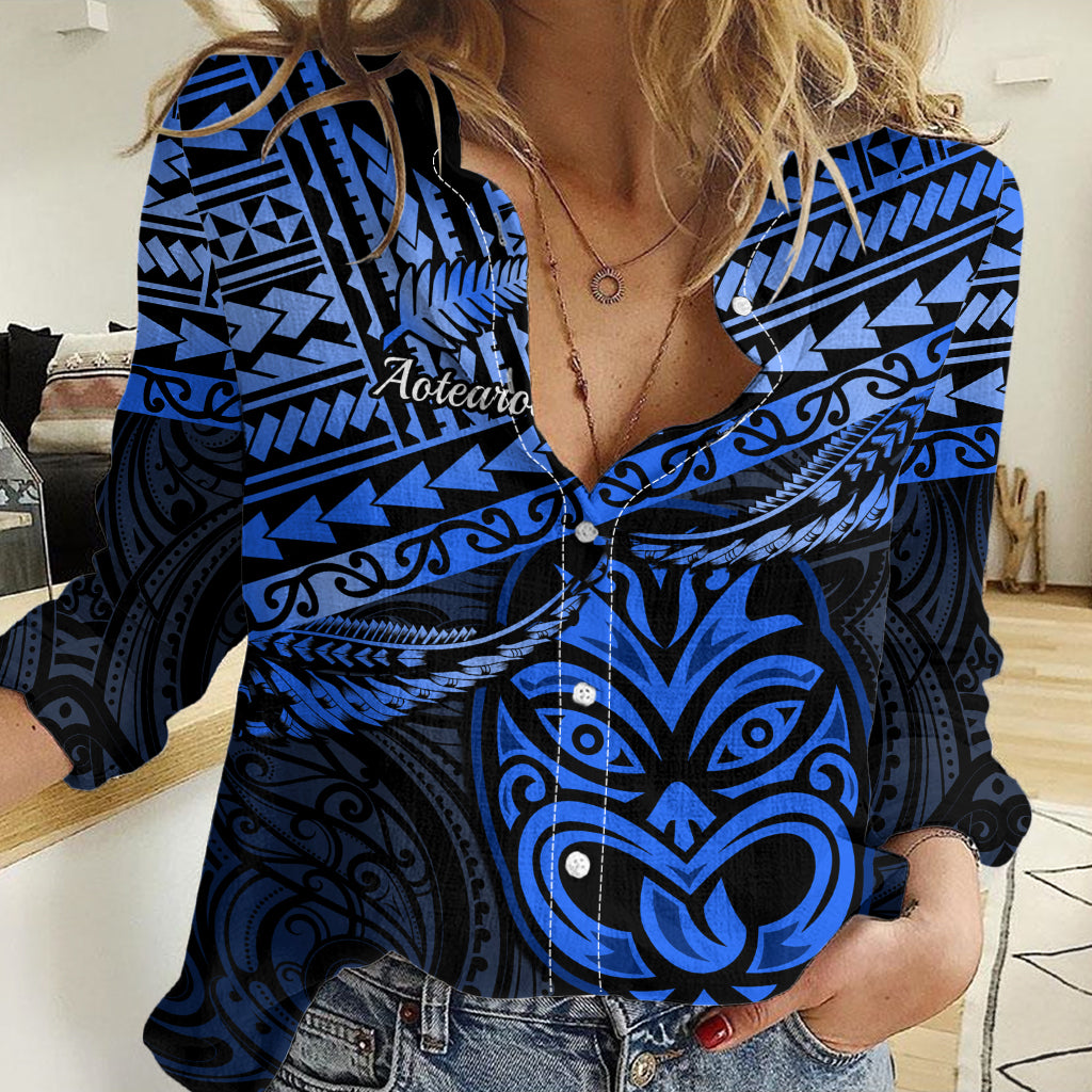 Matariki New Zealand Women Casual Shirt Maori New Year Tiki Blue Version LT14