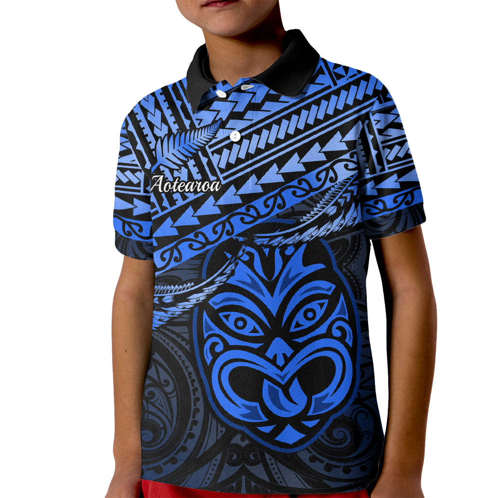 Personalised Matariki New Zealand Kid Polo Shirt Maori New Year Tiki Blue Version LT14