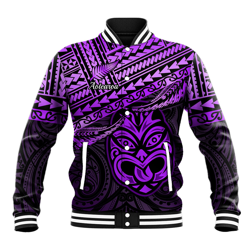 Matariki New Zealand Baseball Jacket Maori New Year Tiki Purple Version LT14