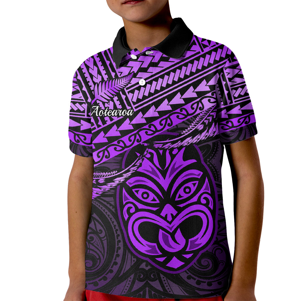 Matariki New Zealand Kid Polo Shirt Maori New Year Tiki Purple Version LT14