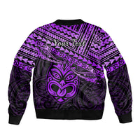 Personalised Matariki New Zealand Bomber Jacket Maori New Year Tiki Purple Version LT14