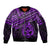 Personalised Matariki New Zealand Sleeve Zip Bomber Jacket Maori New Year Tiki Purple Version LT14