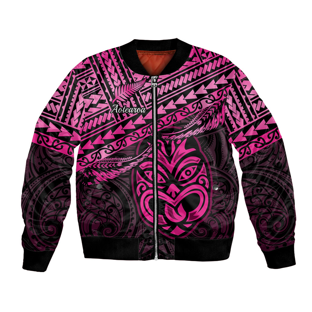 Matariki New Zealand Bomber Jacket Maori New Year Tiki Pink Version LT14