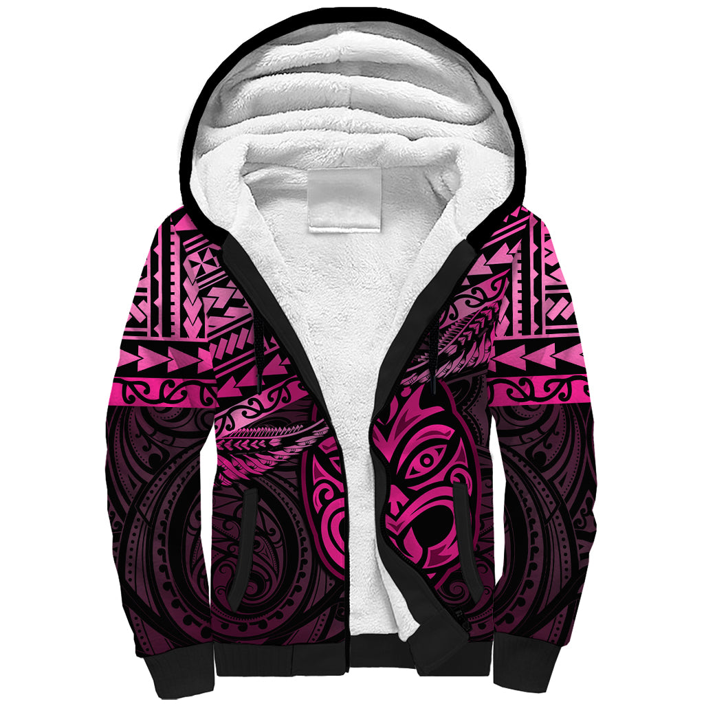 Matariki New Zealand Sherpa Hoodie Maori New Year Tiki Pink Version LT14