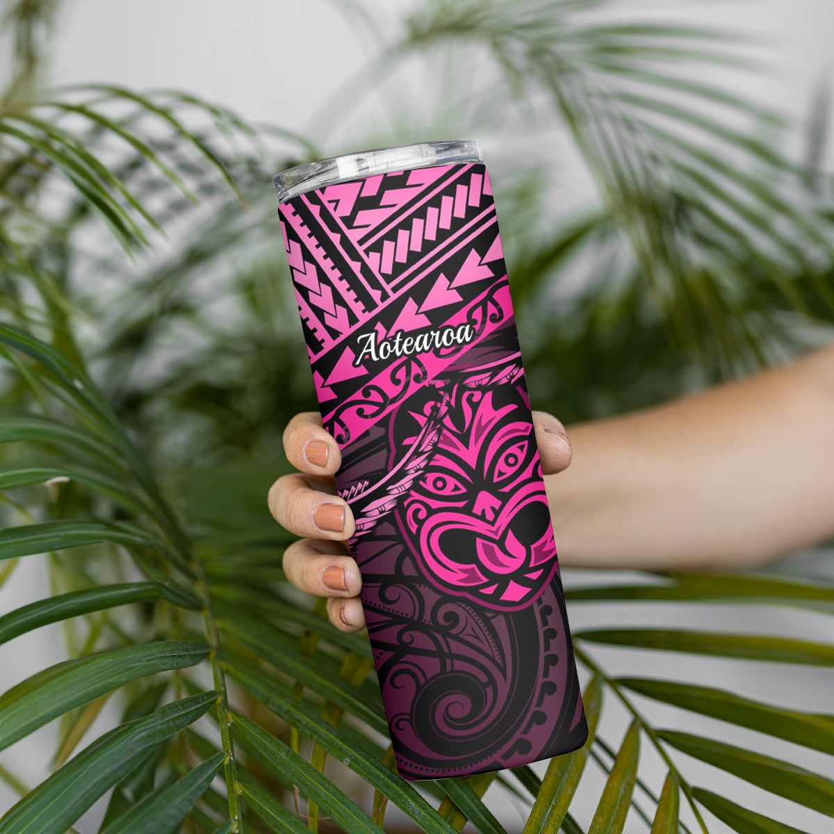 Matariki New Zealand Skinny Tumbler Maori New Year Tiki Pink Version