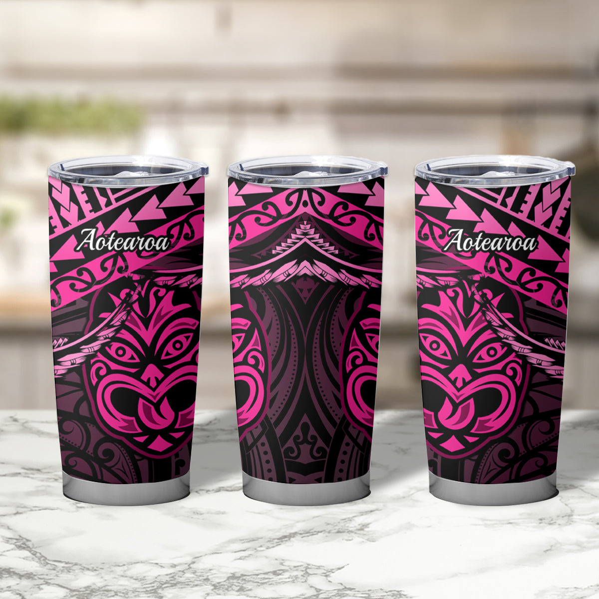 Matariki New Zealand Tumbler Cup Maori New Year Tiki Pink Version