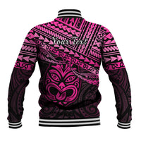 Personalised Matariki New Zealand Baseball Jacket Maori New Year Tiki Pink Version LT14
