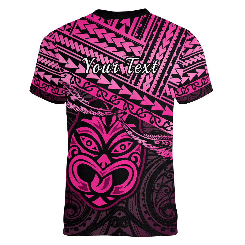 Personalised Matariki New Zealand Women V Neck T Shirt Maori New Year Tiki Pink Version LT14