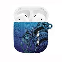 Personalised Polynesia Blue Marlin Fishing AirPods Case Marlin Anchor Tattoo Polynesian Pattern