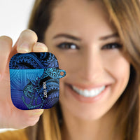 Personalised Polynesia Blue Marlin Fishing AirPods Case Marlin Anchor Tattoo Polynesian Pattern