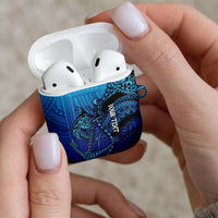 Personalised Polynesia Blue Marlin Fishing AirPods Case Marlin Anchor Tattoo Polynesian Pattern