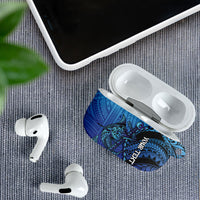 Personalised Polynesia Blue Marlin Fishing AirPods Case Marlin Anchor Tattoo Polynesian Pattern