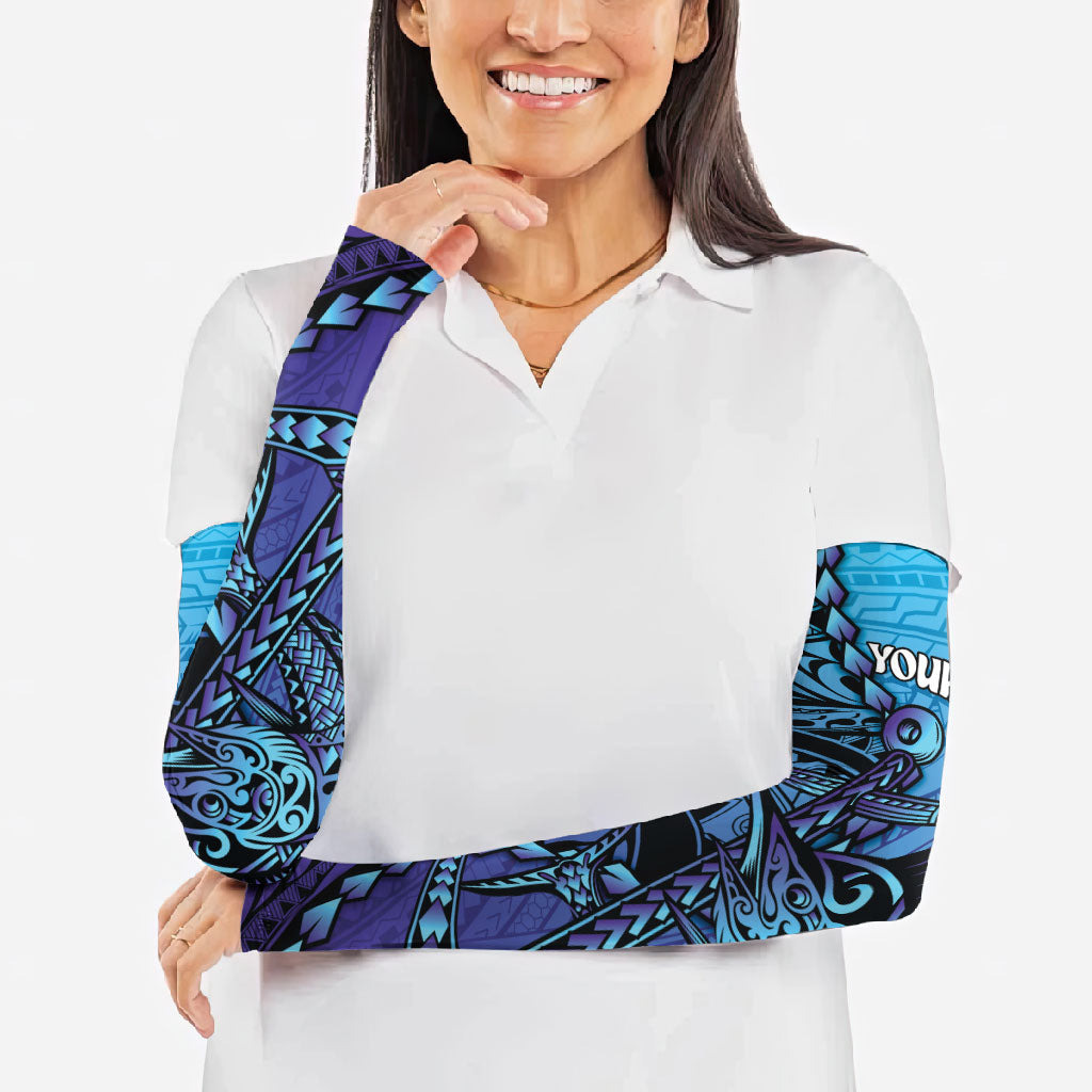 Personalised Polynesia Blue Marlin Fishing Arm Sleeves Marlin Anchor Tattoo Polynesian Pattern LT14 - Polynesian Pride