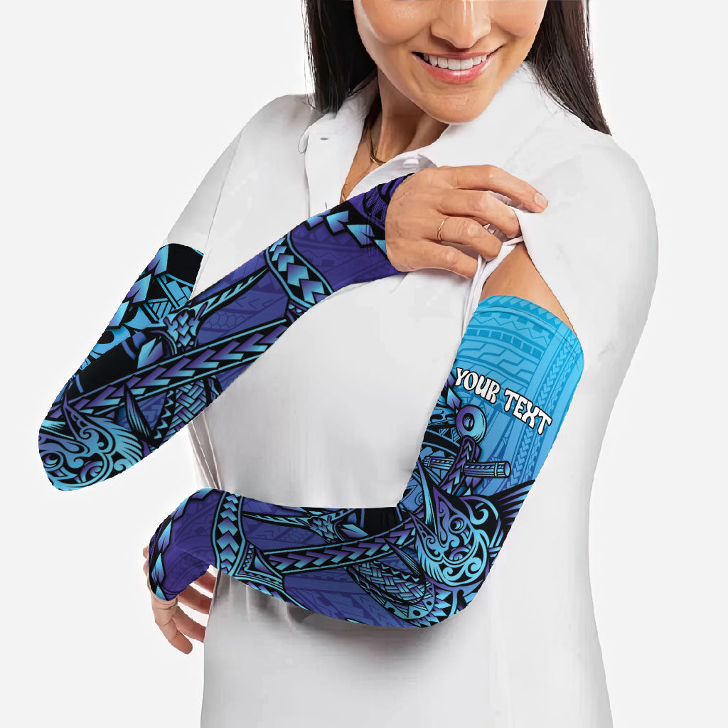 Personalised Polynesia Blue Marlin Fishing Arm Sleeves Marlin Anchor Tattoo Polynesian Pattern LT14 - Polynesian Pride