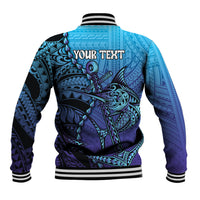 Personalised Polynesia Blue Marlin Fishing Baseball Jacket Marlin Anchor Tattoo Polynesian Pattern LT14 - Polynesian Pride