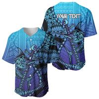 Personalised Polynesia Blue Marlin Fishing Baseball Jersey Marlin Anchor Tattoo Polynesian Pattern LT14 - Polynesian Pride