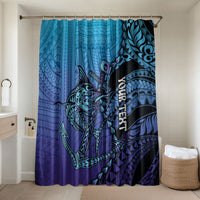 Personalised Polynesia Blue Marlin Fishing Bathroom Set Marlin Anchor Tattoo Polynesian Pattern