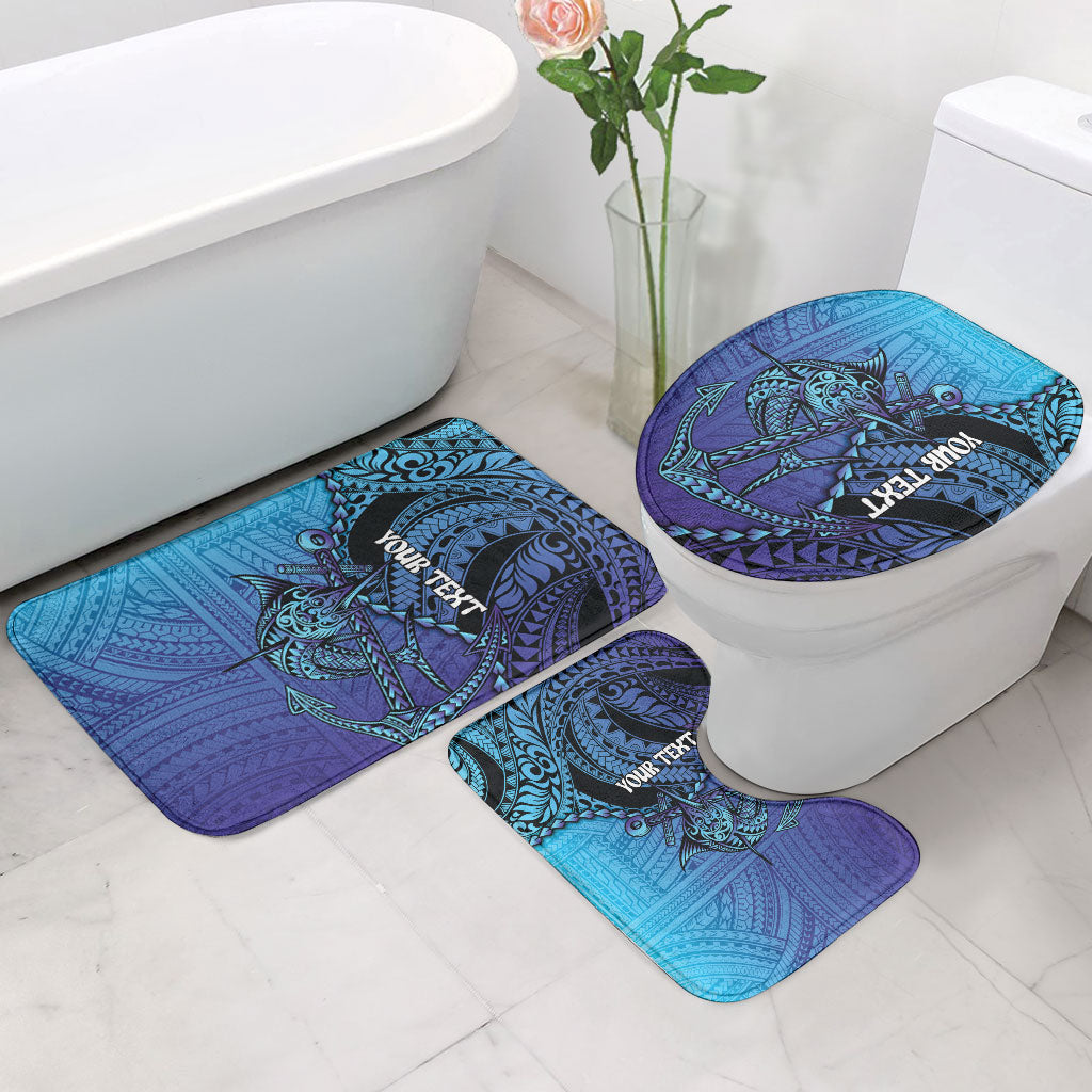 Personalised Polynesia Blue Marlin Fishing Bathroom Set Marlin Anchor Tattoo Polynesian Pattern