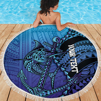 Personalised Polynesia Blue Marlin Fishing Beach Blanket Marlin Anchor Tattoo Polynesian Pattern LT14 - Polynesian Pride
