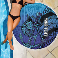 Personalised Polynesia Blue Marlin Fishing Beach Blanket Marlin Anchor Tattoo Polynesian Pattern LT14 - Polynesian Pride