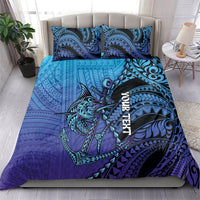 Personalised Polynesia Blue Marlin Fishing Bedding Set Marlin Anchor Tattoo Polynesian Pattern LT14 - Polynesian Pride