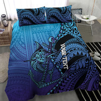 Personalised Polynesia Blue Marlin Fishing Bedding Set Marlin Anchor Tattoo Polynesian Pattern LT14 - Polynesian Pride