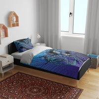 Personalised Polynesia Blue Marlin Fishing Bedding Set Marlin Anchor Tattoo Polynesian Pattern LT14 - Polynesian Pride