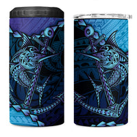 Personalised Polynesia Blue Marlin Fishing 4 in 1 Can Cooler Tumbler Marlin Anchor Tattoo Polynesian Pattern LT14 One Size: 16 oz Purple - Polynesian Pride
