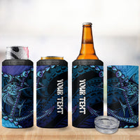 Personalised Polynesia Blue Marlin Fishing 4 in 1 Can Cooler Tumbler Marlin Anchor Tattoo Polynesian Pattern LT14 - Polynesian Pride
