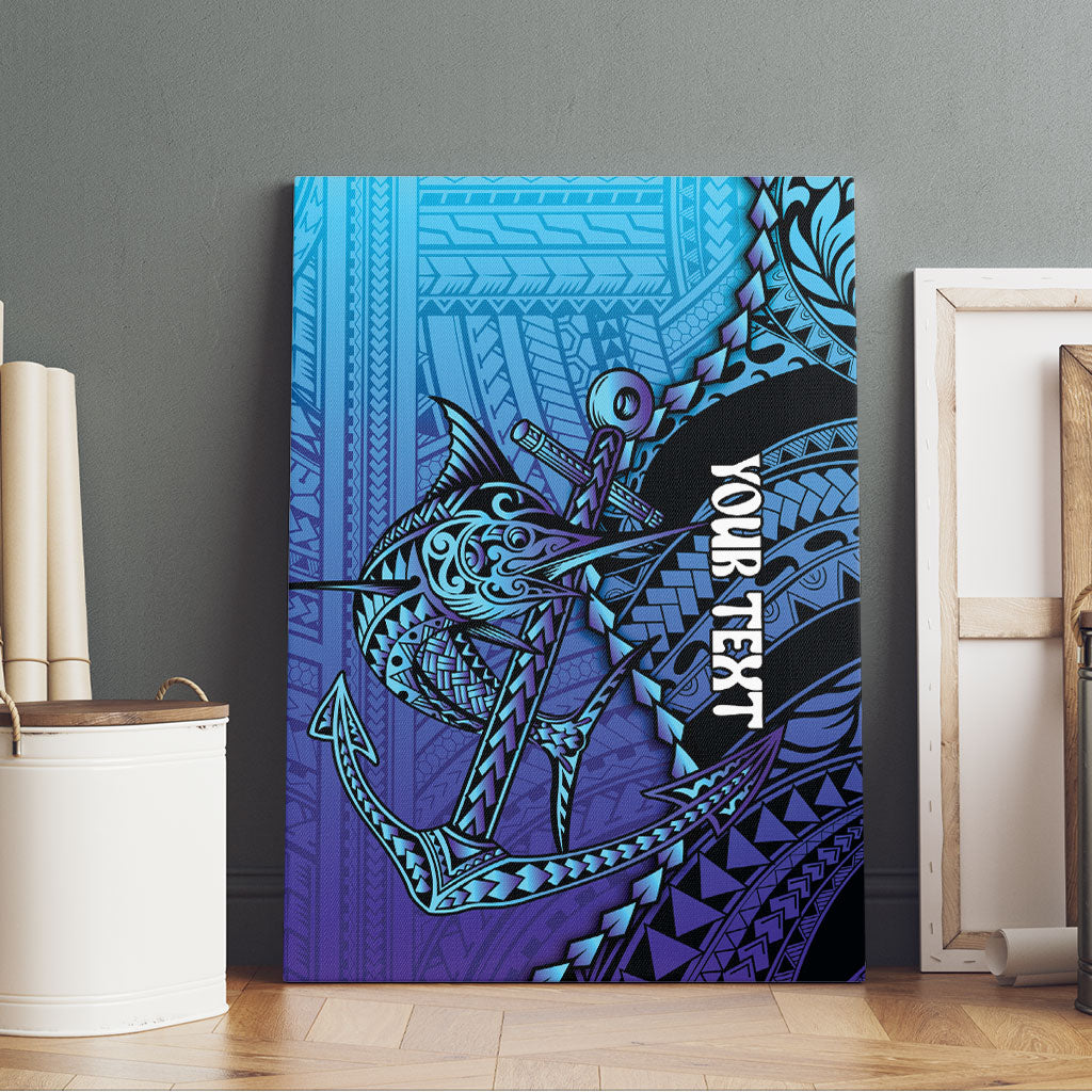 Personalised Polynesia Blue Marlin Fishing Canvas Wall Art Marlin Anchor Tattoo Polynesian Pattern LT14 - Polynesian Pride