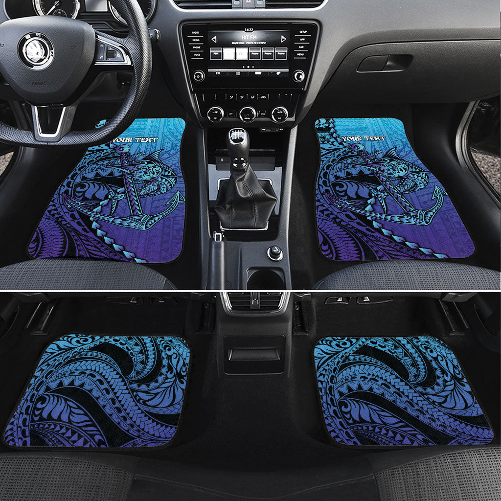 Personalised Polynesia Blue Marlin Fishing Car Mats Marlin Anchor Tattoo Polynesian Pattern LT14 Set 4pcs Purple - Polynesian Pride