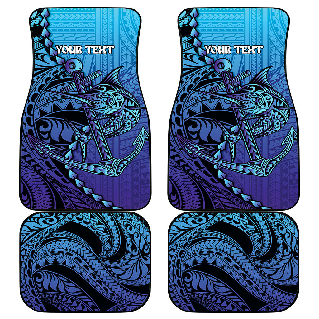 Personalised Polynesia Blue Marlin Fishing Car Mats Marlin Anchor Tattoo Polynesian Pattern LT14 - Polynesian Pride