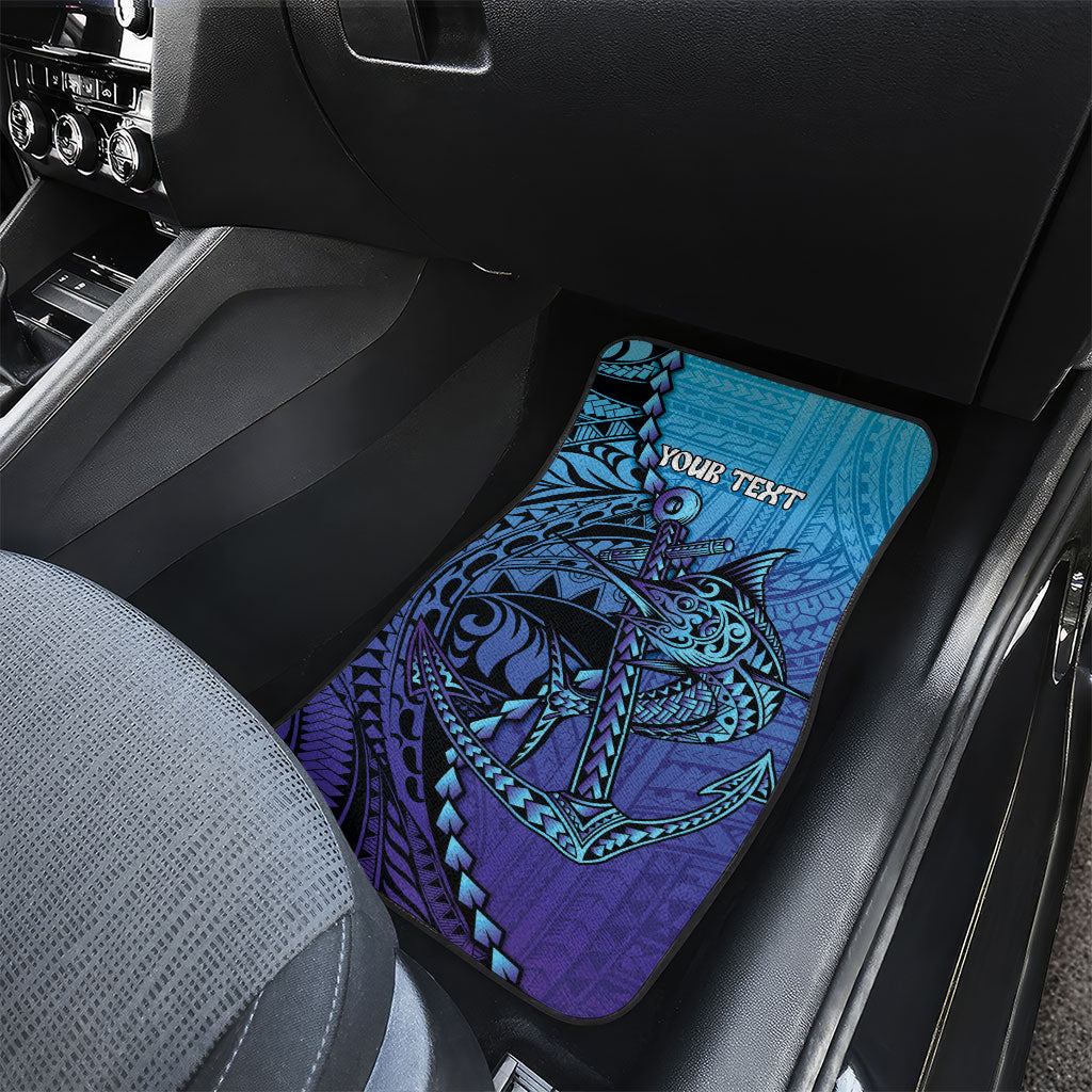 Personalised Polynesia Blue Marlin Fishing Car Mats Marlin Anchor Tattoo Polynesian Pattern LT14 - Polynesian Pride