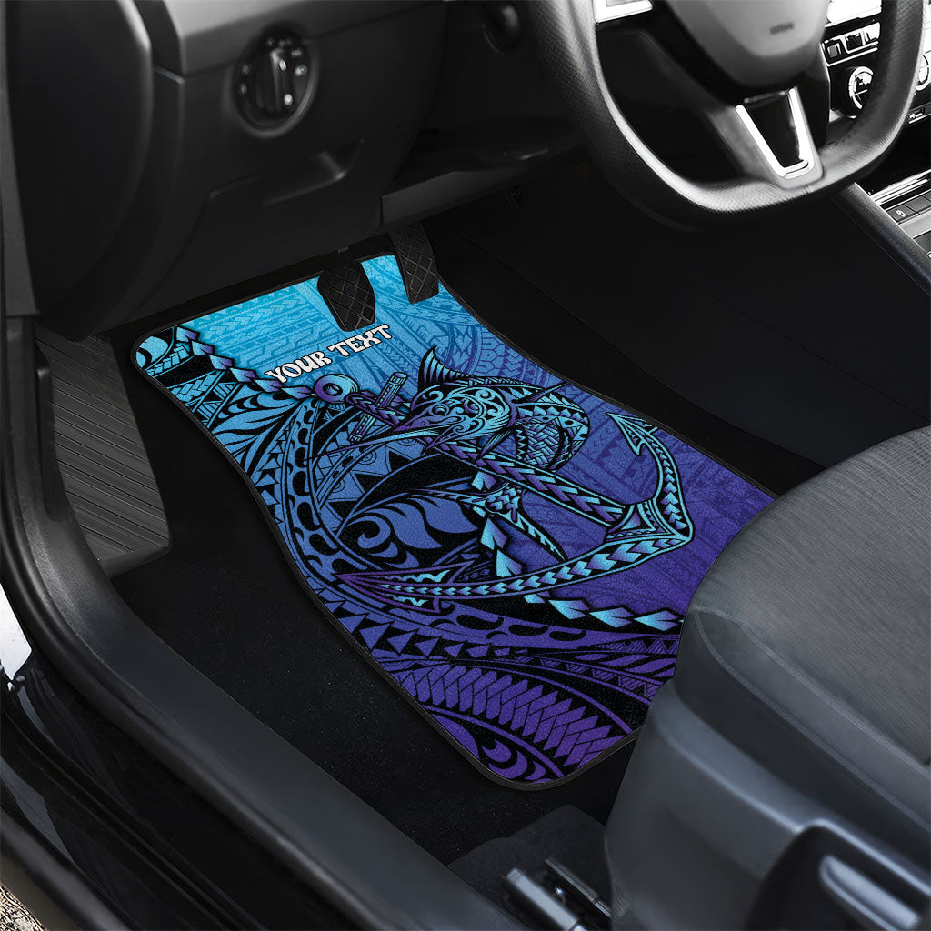 Personalised Polynesia Blue Marlin Fishing Car Mats Marlin Anchor Tattoo Polynesian Pattern LT14 - Polynesian Pride