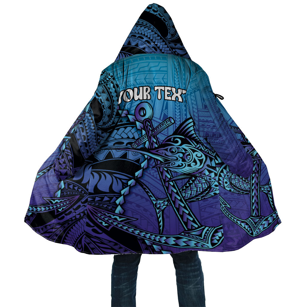 Personalised Polynesia Blue Marlin Fishing Cloak Marlin Anchor Tattoo Polynesian Pattern LT14 Unisex Purple - Polynesian Pride
