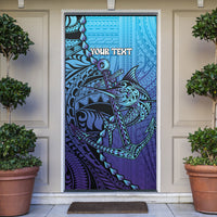Personalised Polynesia Blue Marlin Fishing Door Cover Marlin Anchor Tattoo Polynesian Pattern
