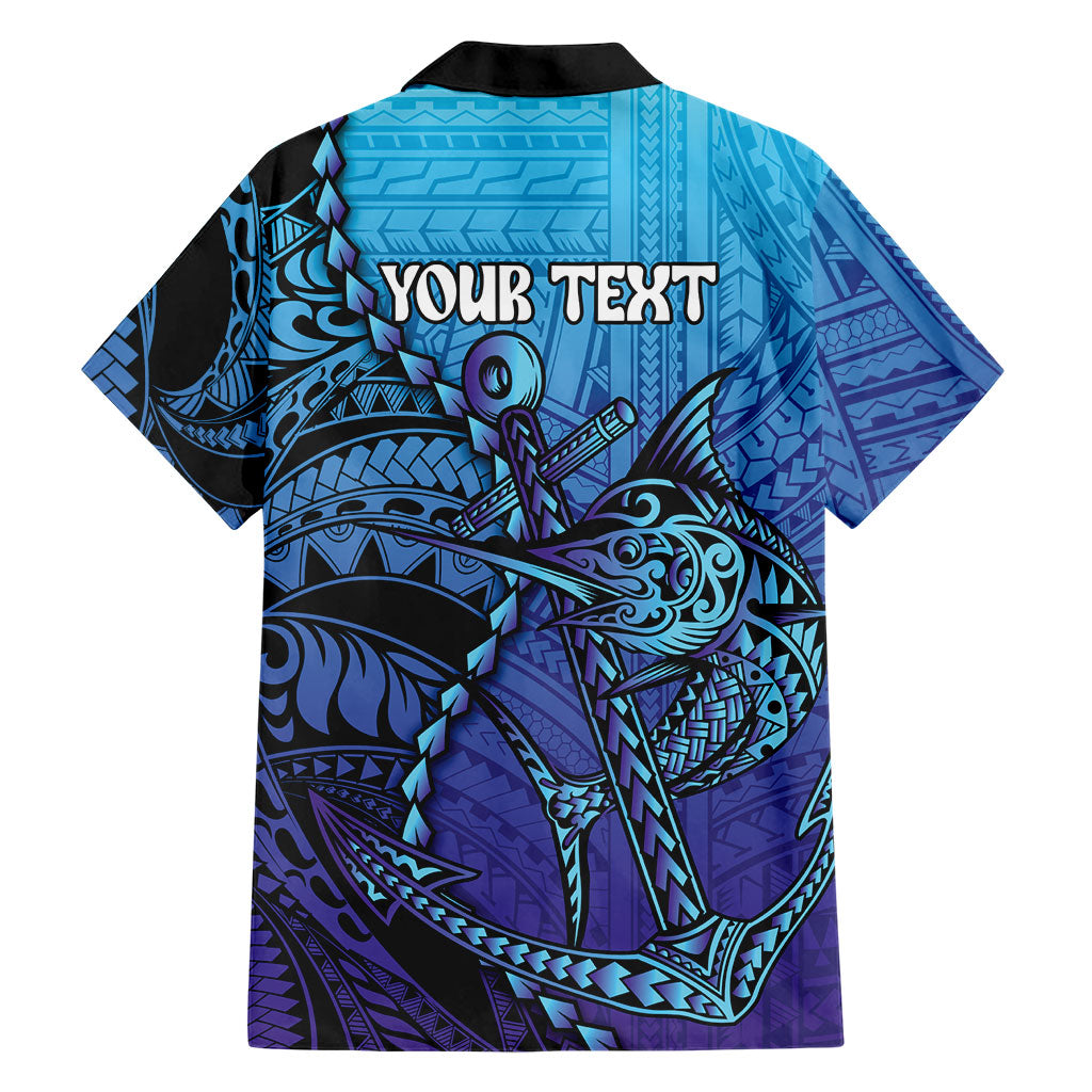 Personalised Polynesia Blue Marlin Fishing Family Matching Mermaid Dress and Hawaiian Shirt Marlin Anchor Tattoo Polynesian Pattern