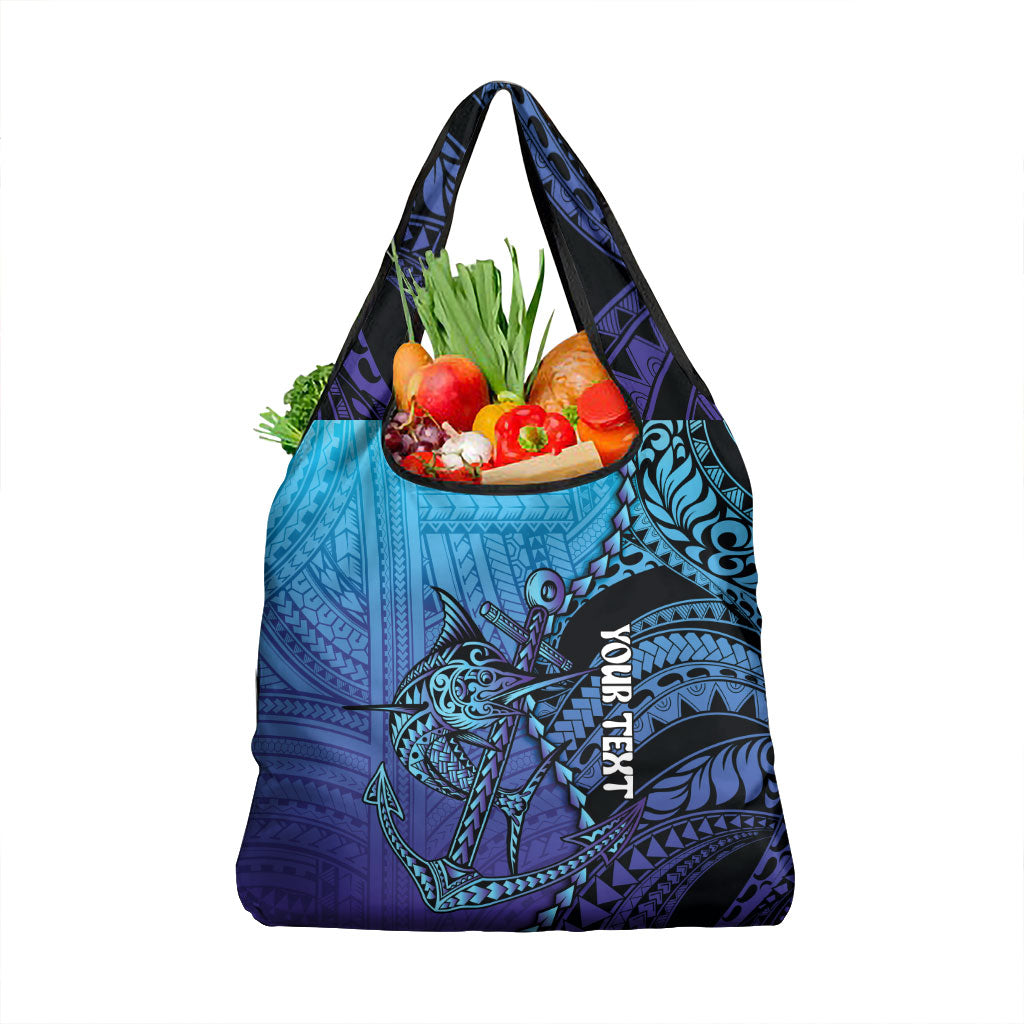 Personalised Polynesia Blue Marlin Fishing Grocery Bag Marlin Anchor Tattoo Polynesian Pattern LT14 1-pack One Size Purple - Polynesian Pride