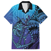 Personalised Polynesia Blue Marlin Fishing Hawaiian Shirt Marlin Anchor Tattoo Polynesian Pattern LT14 Purple - Polynesian Pride