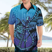 Personalised Polynesia Blue Marlin Fishing Hawaiian Shirt Marlin Anchor Tattoo Polynesian Pattern LT14 - Polynesian Pride