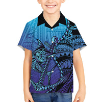 Personalised Polynesia Blue Marlin Fishing Hawaiian Shirt Marlin Anchor Tattoo Polynesian Pattern LT14 - Polynesian Pride