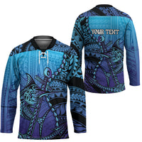 Personalised Polynesia Blue Marlin Fishing Hockey Jersey Marlin Anchor Tattoo Polynesian Pattern LT14 - Polynesian Pride