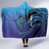 Personalised Polynesia Blue Marlin Fishing Hooded Blanket Marlin Anchor Tattoo Polynesian Pattern LT14 One Size Purple - Polynesian Pride