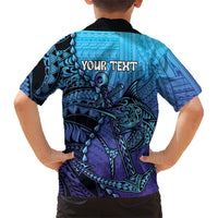 Personalised Polynesia Blue Marlin Fishing Kid Hawaiian Shirt Marlin Anchor Tattoo Polynesian Pattern LT14 - Polynesian Pride